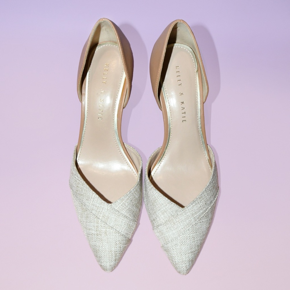 Pump High Heel Shoes Linen Leather - Picture 3 of 6